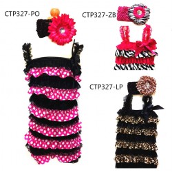 CTP327-1 ANIMAL LACE ROMPER HEADBAND SET