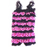 CTP327PO--FUCHSIA POLKA DOT ROMPER
