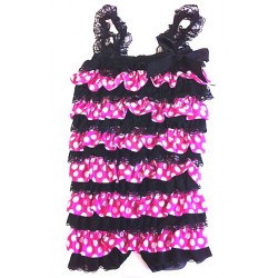 CTP327PO--FUCHSIA POLKA DOT ROMPER