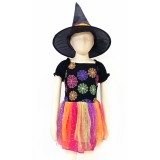HL-J12-BLACK RAINBOW SPIDER WEB WITCH COSTUME