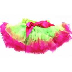 OD2014GRFU--GREEN PETTI SKIRT FUCHSIA RUFFLE