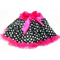 OD2018BK-- Satin  Black  White Polka Dot Tutu