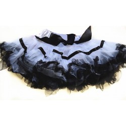 OD2022WTBK--WHITE PETTI SKIRT BLACK RUFFLE