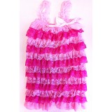 CTP326PKHP--PINK/HOT PINK LACE ROMPER