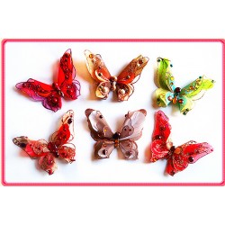 B082544-6" 3D FEATHER JEWELED BUTTERFLY CLIP