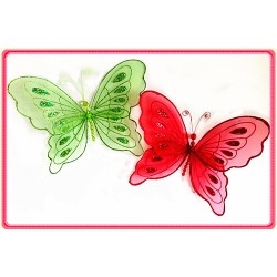 B28060LR-14" RED SPARKLE BUTTERFLY DECOR