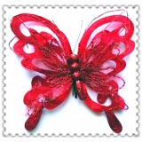 B525-10" XMAS RED BUTTERFLY CLIP